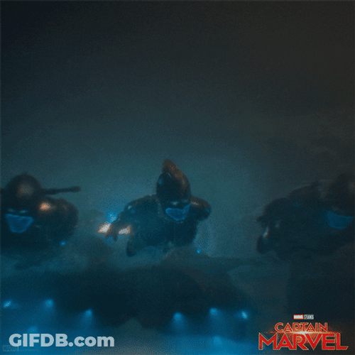 Captain Marvel Flying Laser Eyes GIF