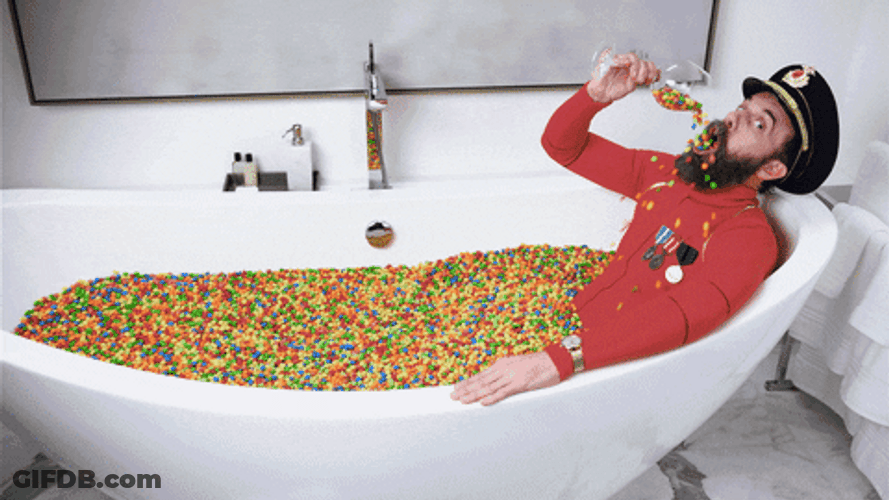 Captain Obvious Bath Tub Sprinkles GIF