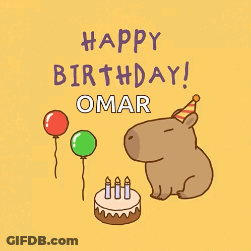 Capybara In Party Hat With Birthday Cake GIF