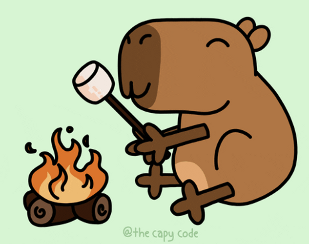 Capybara Roasting Marsmallow Animation GIF
