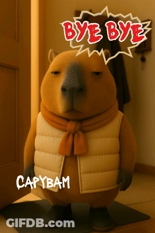 Capybara With Bye Bye Above GIF