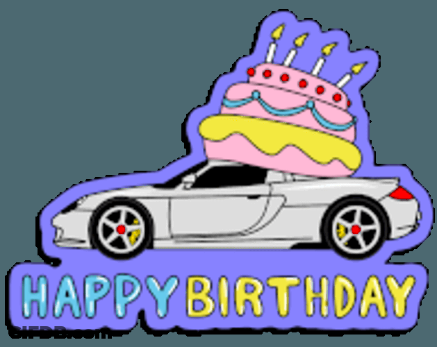 Car Birthday Sticker GIF