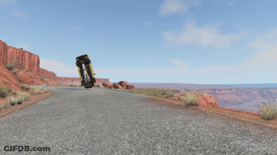 Car Cliff Crash GIF