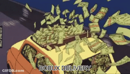 Car Covered In Money Bobux Delivery GIF