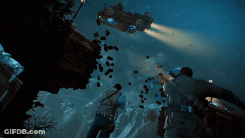 Car Crashing Into Mountain Scene GIF