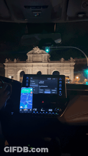 Car Dashboard With Phone And Radio Saying Shagiata GIF