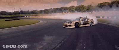 Car Drifting On Track With Smoke GIF
