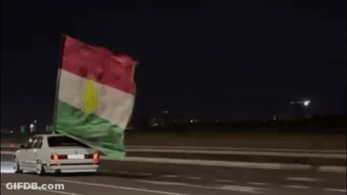 Car Driving At Night With Flag GIF