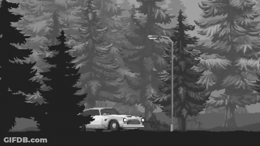 Car Driving At Pixel Tree GIF