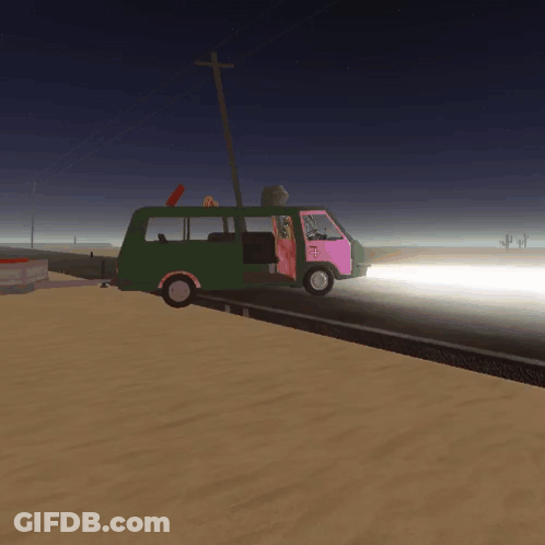 Car Driving Desert Night GIF