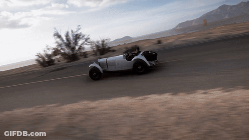 Car Driving Desert Road With Mountains GIF