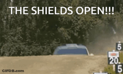 Car Driving Down Dirt Road Shields Open GIF