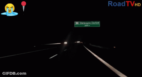 Car Driving Down Highway At Night Road TV HD GIF