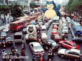 Car Driving Down Highway Next To Semi Truck Saying When There's Traffic And You Have To Get To Work GIF