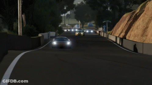 Car Driving Down Night Road GIF