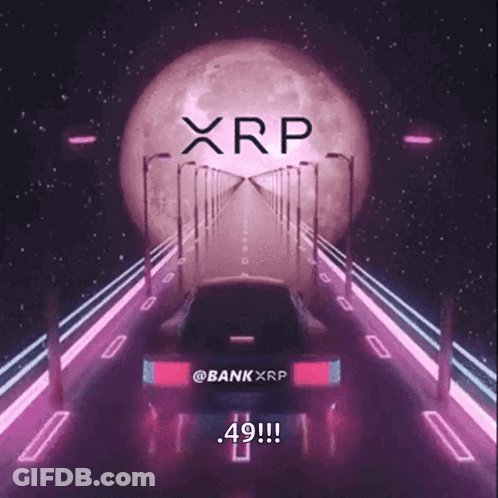 Car Driving Down Road With Full Moon And XRP GIF