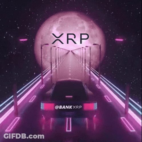 Car Driving Down Road With Full Moon And XRP GIF