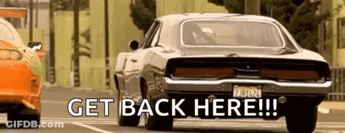 Car Driving Down Street Saying Get Back Here GIF