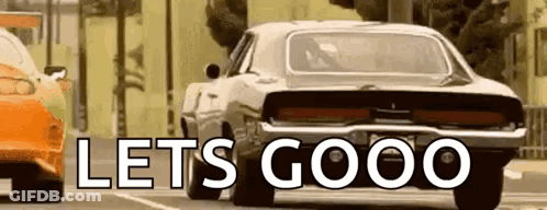 Car Driving Down Street Saying Lets Goooo GIF