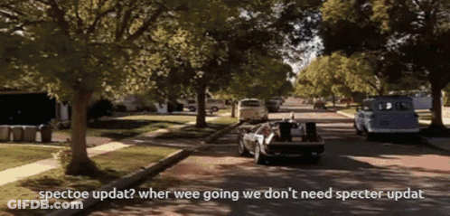 Car Driving Down Street Saying Spectoe Updat GIF
