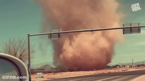 Car Driving In Dust Storm GIF