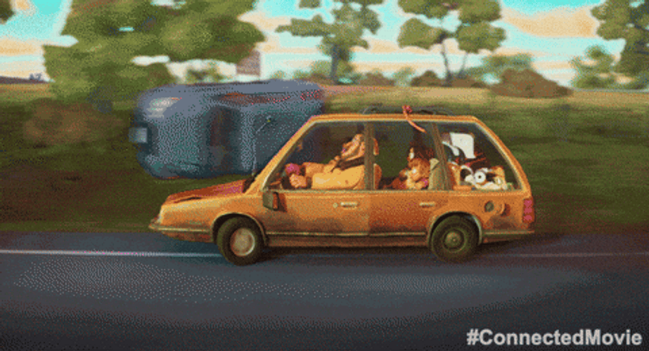 Car Driving Off Cliff The Mitchells The Machines GIF