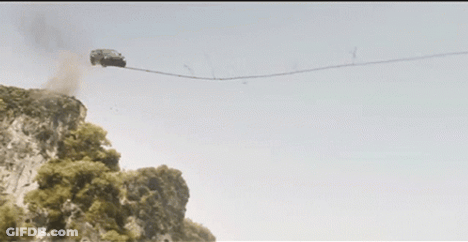 Car Driving Off Cliff Vin Diesel Letty Ortiz GIF