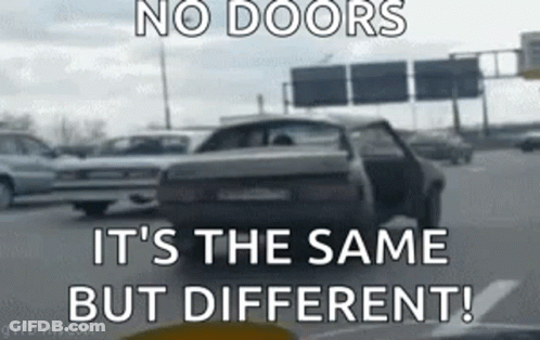 Car Driving On Highway No Doors Same But Different GIF
