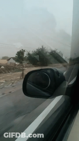 Car Driving On Highway Rear View Mirror GIF