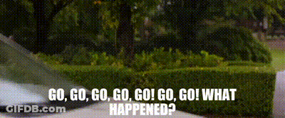 Car Driving Past Hedge Saying Go Go Go What Happened GIF