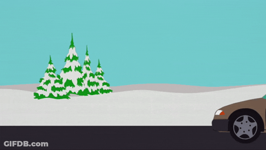Car Driving Snow Tree GIF