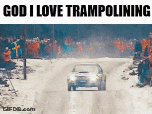 Car Driving Snowy Road God I Love Trampolining GIF
