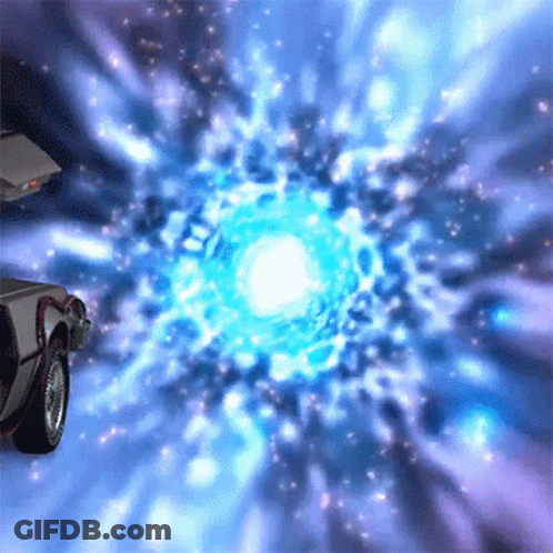 Car Driving Through Blue And Purple Galaxy GIF