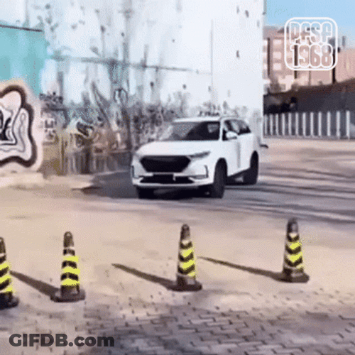 Car Driving Traffic Cones Optical Illusions GIF