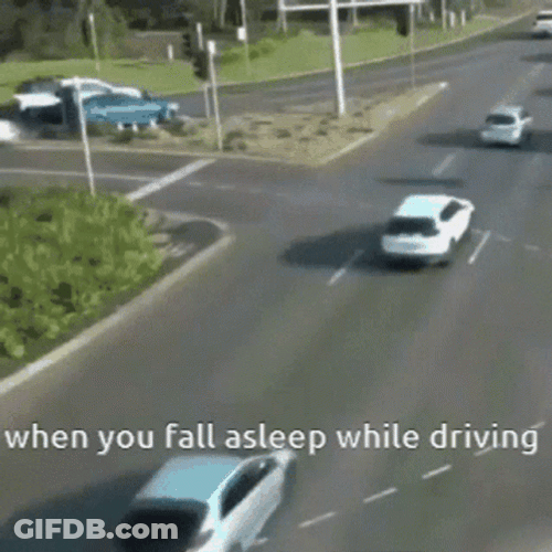 Car Driving While Fell Asleep GIF