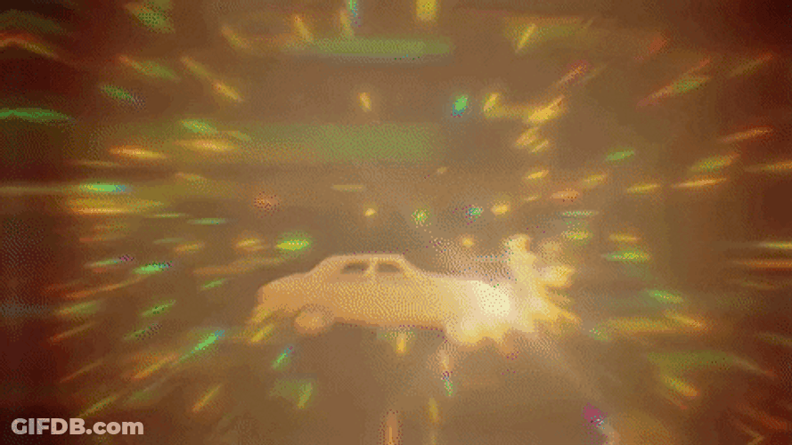 Car Flying Amid The Stars GIF