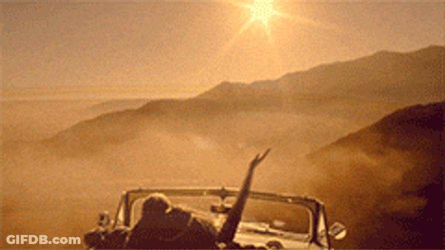 Car Flying Over Mountains GIF