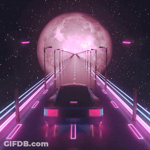 Car Going To Purple Aesthetic Moon GIF