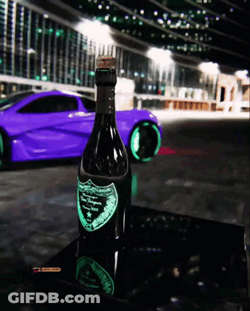 Car Hitting Champagne GIF