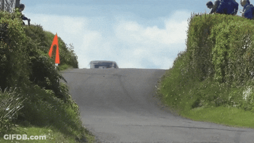 Car On Country Road Coming In Hot GIF