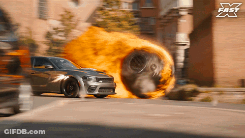 Car On Fire With X Fast Logo GIF