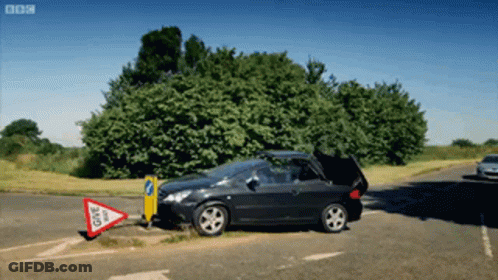 Car Parked Beside Give Way Sign GIF