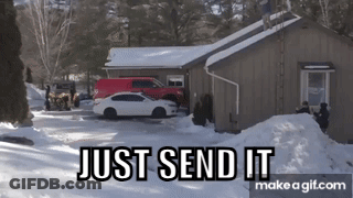 Car Parked In Front Of Snowy House Just Send It GIF