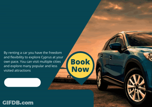 Car Rental Advertisement With Blue Car GIF
