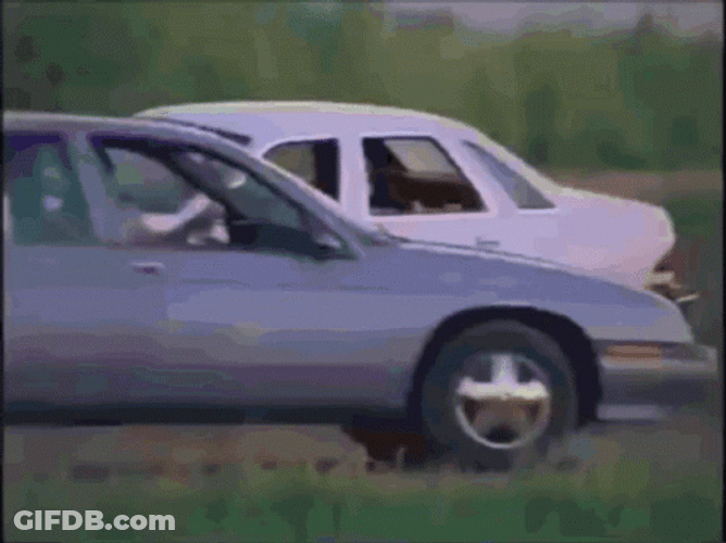 Car Set On Fire Running Away GIF