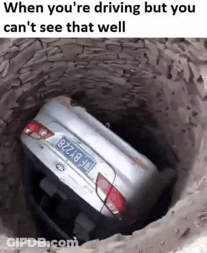 Car Stuck In A Hole GIF