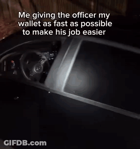 Car With Caption Me Giving Officer My Wallet As Fast As Possible GIF
