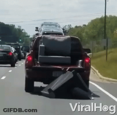 Car With Couch In Back Driving Down Highway Viralhog GIF
