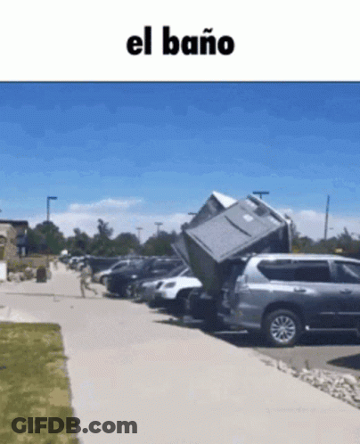 Car With El Bano Written Above GIF