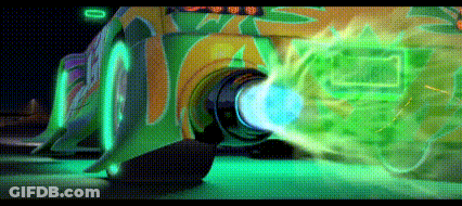 Car With Green Flame From Exhaust Pipe GIF